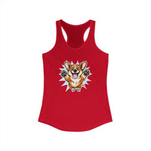 Load image into Gallery viewer, Cute Leaping Corgi Racerback Tank | Playful Happy Corgi Design