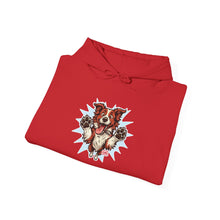 Load image into Gallery viewer, Playful Red and White Border Collie Animal Print Hoodie - Cozy Unisex Sweatshirt, Cute Gift for Pet Lovers