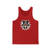 Load image into Gallery viewer, Cute Border Collie Dog Graphic Unisex Jersey Tank Top, Casual Summer Top, Pet Lover Gift, Dog Mom Apparel, Animal Lovers Clothing