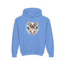 Load image into Gallery viewer, Happy Jumping Chihuahua Hoodie | Cute Dog Illustration, Youth Hoodie