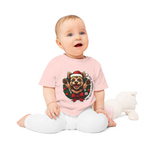 Load image into Gallery viewer, Adorable Christmas Baby T-Shirt, Festive Infant Tee with Santa Yorkie Design, Perfect for Holiday Photos, Baby Gift, My First Christmas