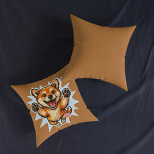 Load image into Gallery viewer, Happy Jumping Shiba Inu Square Pillow | Cute Dog Cartoon Accent Cushion