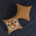 Happy Jumping Shiba Inu Square Pillow | Cute Dog Cartoon Accent Cushion