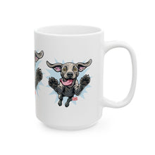 Load image into Gallery viewer, Happy Jumping Weimaraner Dog Mug | Playful Dog Illustration Ceramic Mug