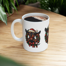 Load image into Gallery viewer, Festive Dachshund Dog Mug | Holiday Gift for Dog Lovers | Cute Christmas Coffee Cup | Pet Decor | Animal Lover Mug