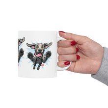 Load image into Gallery viewer, Happy Jumping Weimaraner Dog Mug | Playful Dog Illustration Ceramic Mug
