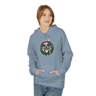 Festive Boston Terrier Wreath Design Hoodie - Cozy Winter Apparel, Gift for Her, Holiday Essentials, Warm Fleece, Casual Wear