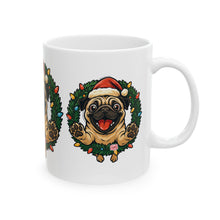 Load image into Gallery viewer, Festive Pug Ceramic Mug - Holiday Gift, Cute Pet Lover Mug, Christmas Mug, Coffee Cup, Dog-Themed Drinkware