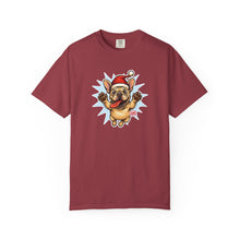Load image into Gallery viewer, Festive French Bulldog T-shirt, Holiday Shirt, Unisex Tee, Dog Lover Gift, Christmas Apparel, Cute Pet T-shirt