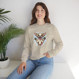 Chihuahua Splash Crewneck Sweatshirt  Cute Jumping Puppy Graphic