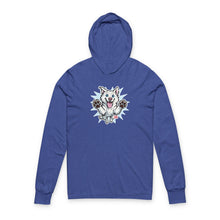 Load image into Gallery viewer, Playful White Husky Illustration Hoodie | Cute Jumping Dog Long Sleeve