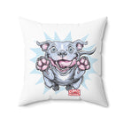 Happy Jumping Bluenose Pit Bull Pillow | Playful Dog Illustration, Throw Pillow