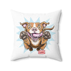 Red Nose Pit Bull Pillow for Pitbull puppy and dog lovers - Spun Polyester Square Pillow
