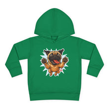 Load image into Gallery viewer, Adorable Toddler Fleece Hoodie with Playful Pug Design, Kids Pullover, Cute Dog Sweater, Pet Lover Gift, Cozy Toddler Apparel