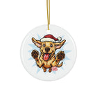 Festive Yellow Lab Dog Ceramic Ornaments, Holiday Decor, Pet Lover Gift, Christmas Decorations, 2-Sided Print, Unique Holiday Keepsake