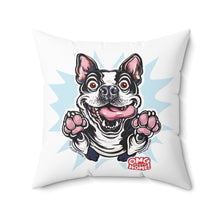Load image into Gallery viewer, Excited Boston Terrier Pillow | Square Throw Pillow, Dog Face Illustration