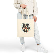 Load image into Gallery viewer, Playful Border Collie Dog Cotton Canvas Tote Bag | Eco-Friendly Shopping, Gift for Dog Lovers, Travel Tote, Pet Lover's Accessory