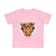 Load image into Gallery viewer, Happy Dachshund Puppy Baby T-Shirt | Cute Dog Graphic, Playful Paws