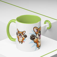 Load image into Gallery viewer, Excited Leaping Corgi  Accent Coffee Mug - Cute Dog Lover Gift (11oz)