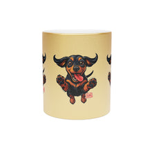 Load image into Gallery viewer, Happy Dachshund Illustration Metallic Mug | Silver or Gold