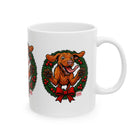 Festive Vizsla Dog Mug, Christmas Gift for Pet Lovers, Holiday Ceramic Cup, Cute Dog Art, Wreath Design