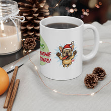 Load image into Gallery viewer, Ho Ho Ho Frenchie Christmas Mug - Holiday Coffee Cup, Dog Lover Gift, Cute Pet Mug, Fun Christmas Decor, Seasonal Kitchenware