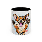 Excited Leaping Corgi  Accent Coffee Mug - Cute Dog Lover Gift (11oz)