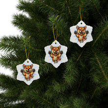 Load image into Gallery viewer, Jumping Shiba Inu Ceramic Ornament | Double-Sided Dog Face Holiday Decor