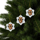 Jumping Shiba Inu Ceramic Ornament | Double-Sided Dog Face Holiday Decor