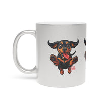 Load image into Gallery viewer, Happy Dachshund Illustration Metallic Mug | Silver or Gold