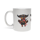 Happy Dachshund Illustration Metallic Mug | Silver or Gold