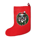 Boston Terrier in Christmas Wreath Christmas Stocking | Holiday Bostie Dog Stocking