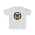 Festive Kids Tee with Pug in Santa Wreath, Christmas Shirt, Holiday Apparel, Cute Kids Clothing, Gift for Dog Lovers, Winter Fun Tee