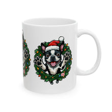 Load image into Gallery viewer, Festive Boston Terrier Dog Lover Mug, Christmas Dog Mug, Holiday Gift for Pet Owners, Cute Puppy Design Cup, Funny Coffee Tea Mug