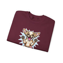 Load image into Gallery viewer, Chihuahua Splash Crewneck Sweatshirt  Cute Jumping Puppy Graphic