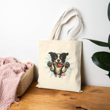Load image into Gallery viewer, Playful Border Collie Dog Cotton Canvas Tote Bag | Eco-Friendly Shopping, Gift for Dog Lovers, Travel Tote, Pet Lover's Accessory