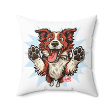 Load image into Gallery viewer, Red Border Collie Dog Lover's Square Pillow, Cute Pet Decor, Animal Gift, Throw Pillow for Home, Dog Art Cushion