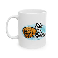 Load image into Gallery viewer, Golden Retriever Mug, Cute Puppy Coffee Cup, Dog Lover Gift, Life is Golden Ceramic Mug, Retriever Owner Present, Dog Mom Gift
