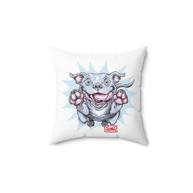 Happy Jumping Bluenose Pit Bull Pillow | Playful Dog Illustration, Throw Pillow