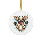 Happy Jumping Chihuahua Ceramic Ornament | Double-Sided Printed Round Ornament