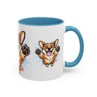 Excited Leaping Corgi  Accent Coffee Mug - Cute Dog Lover Gift (11oz)