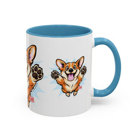Excited Leaping Corgi  Accent Coffee Mug - Cute Dog Lover Gift (11oz)