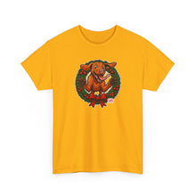 Load image into Gallery viewer, Festive Vizsla Dog Graphic Tee | Unisex Heavy Cotton Shirt for Dog Lovers, Holiday Gift, Animal Lover Apparel, Christmas Tee, Cozy Comfort