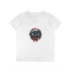 Cute Black Labrador Retriever Christmas V-Neck T-Shirt, Holiday Tee, Festive Womens Shirt, Christmas Gift, Winter Apparel