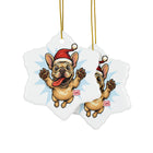 Festive Frenchie Ornaments, Pet Lover Gifts, Holiday Decor, Christmas Tree Decorations, 2-Sided Prints, Multiple Pack Options
