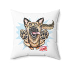 Excited German Shepherd Paw Print Spun Polyester Pillow | OMG Home Dog Artwork