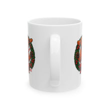 Load image into Gallery viewer, Festive Vizsla Dog Mug, Christmas Gift for Pet Lovers, Holiday Ceramic Cup, Cute Dog Art, Wreath Design
