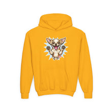 Load image into Gallery viewer, Happy Jumping Chihuahua Hoodie | Cute Dog Illustration, Youth Hoodie