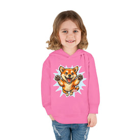 Toddler Hoodie — Playful Jumping Shiba Inu Puppy
