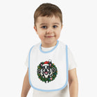 Baby Bib with Boston Terrier Holiday Design, Cute Christmas Bib, Baby Feeding Bib, Holiday Gift for New Parents, Bostie Lover Bib